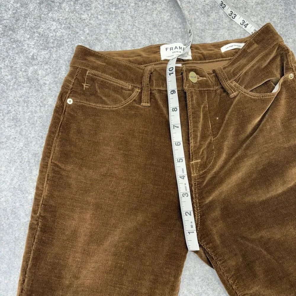 FRAME Le High Straight Corduroy Pants Womens 26 High Rise Ankle Stretch Brown